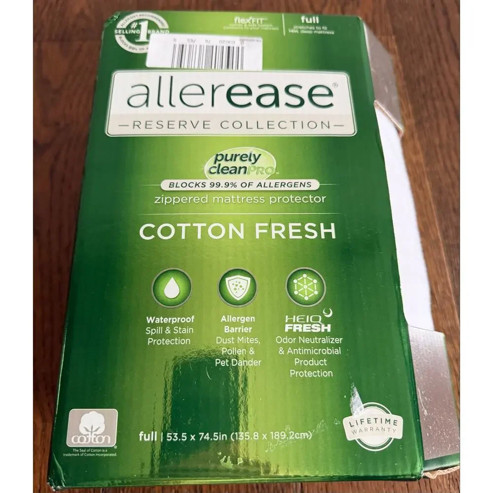 NEW! Allerease Zippered Waterproof Mattress Protector Full White - Picture 3 of 7